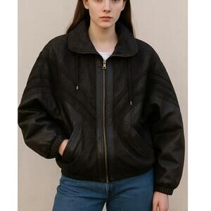 John Weitz Vintage 90s Embellished Leather Jacket